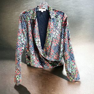 Ett: twa by Anthropologie 2 Velvet Floral Wrap Top/Blazer